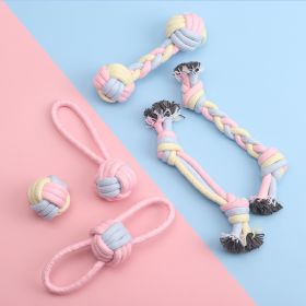 Dog toys molars bite resistant cotton rope ball cotton rope cat dog toys dog toys (Color: Tricolor dumbbell)