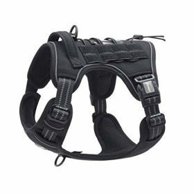 Tactical Dog Harness for Small Medium Dogs No Pull Adjustable Pet Harness Reflective K9 Working Training Easy Control Pet Vest Military Service Dog Ha (Color: Black, size: M(Neck)