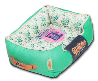 Touchdog Floral-Galore Vintage printed Ultra-Plush Rectangular Designer Dog Bed (size: medium)